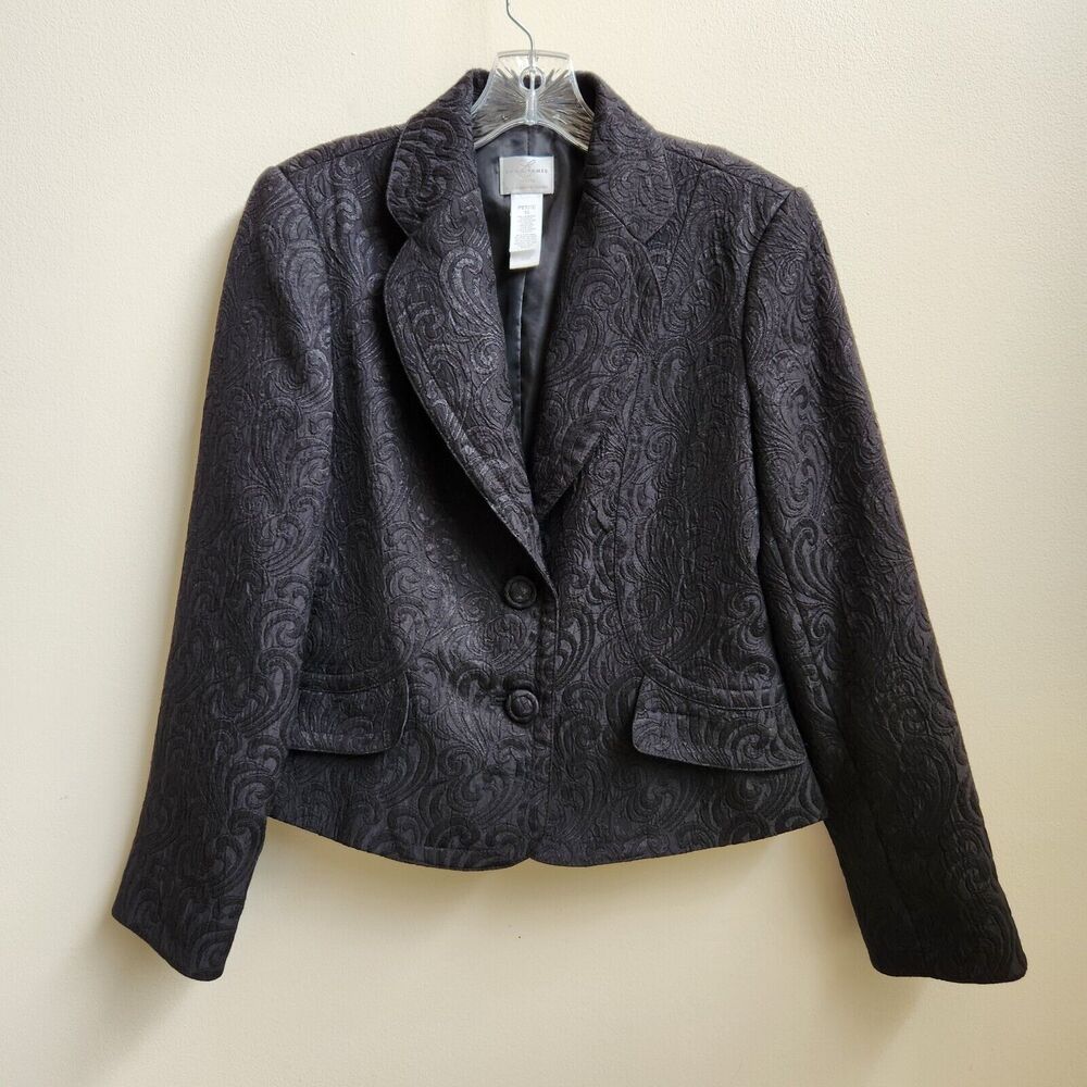 Emma James Jacket Women's 10P Black Jacquard Business Career Office Minimalist